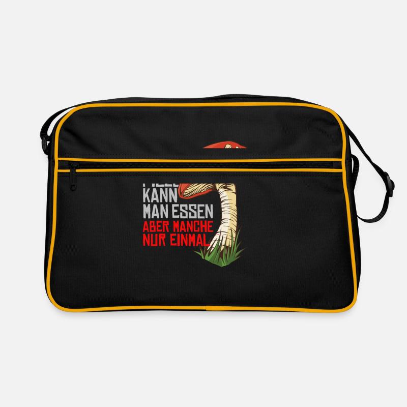 Pilzsammler Geschenk - Retro Tasche - Schwarz/Gold