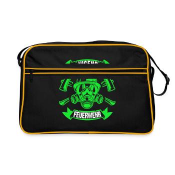 Jugendfeuerwehr Geschenk - Retro Tasche - Schwarz/Gold - Vorne