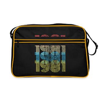 Année de naissance 1981 - Anniversaire au look vintage rétro - Sac Retro - noir/or - Devant