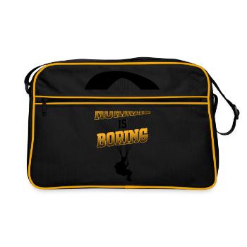 Being Normal Is Boring Parachute Paraglider Skydiv - Retro Tasche - Schwarz/Gold - Vorne