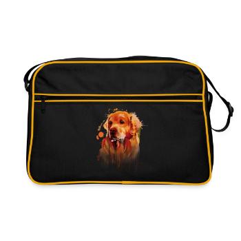 Tolles Retriever Hunde Geschenk für Hundemama - Retro Tasche - Schwarz/Gold - Vorne