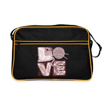 I love knitting and crocheting and wool - Retro Bag - black/gold - Front