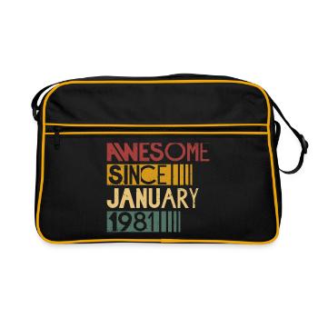 Jahrgang Januar 1981 geboren Retro Geburtstag - Retro Tasche - Schwarz/Gold - Vorne
