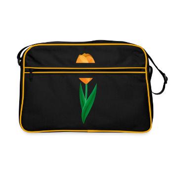Blumen Frühlings Tulpe - Geschenkidee - Retro Tasche - Schwarz/Gold - Vorne