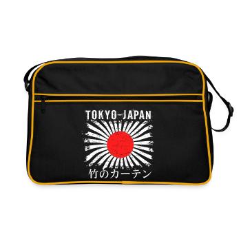 Aufgehende Sonne Tokio Bambus Vorhang - Retro Tasche - Schwarz/Gold - Vorne