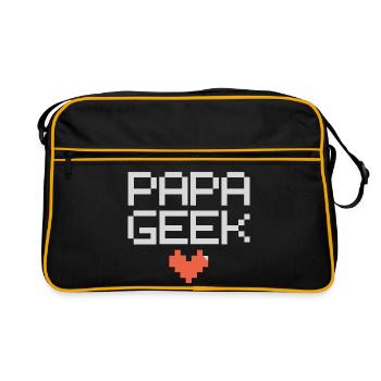 Papa geek papa heureux prère fils super papa - Sac Retro - noir/or - Devant
