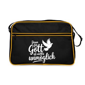 Nothing is impossible for God Dove motif - Retro Bag - black/gold - Front