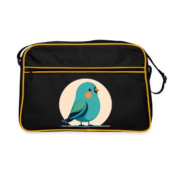 Petit oiseau vert-bleu - Sac Retro - noir/or - Devant