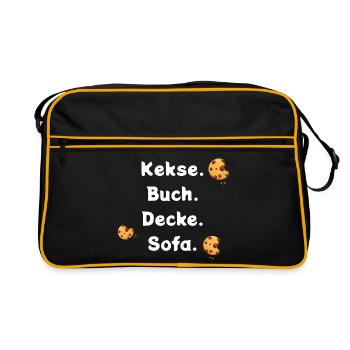 Biscuits. Book. Ceiling. Sofa. - Retro Bag - black/gold - Front
