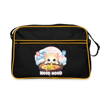 Ramen Cat Kanagawa Pastel - Retro Bag - black/gold - Front