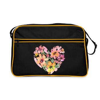 Floral Heart - Retro Tasche - Schwarz/Gold - Vorne