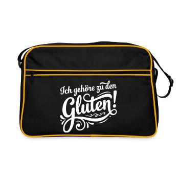 J’appartiens au jeu de mots Gluten – Drôle de mots - Sac Retro - noir/or - Devant