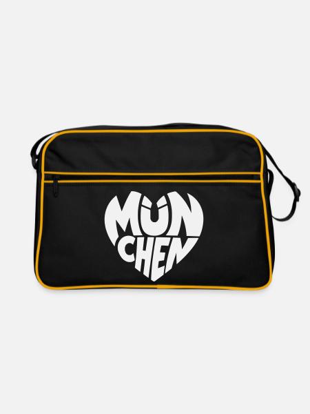 Munich Heart Logo Typography - Retro Bag - black/gold - Front