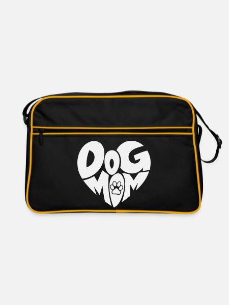 Maman de chien - Cœur de maman de chien avec patte - Sac Retro - noir/or - Devant