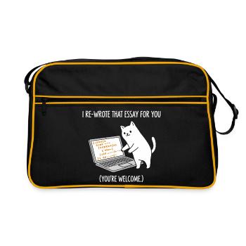 Code cat explains tasks - Retro Bag - black/gold - Front