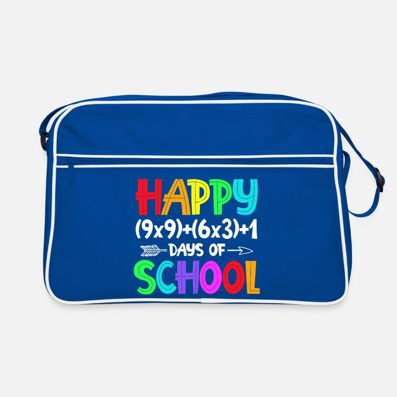 Regenbogenglücklicher Schulanfang Retro Tasche