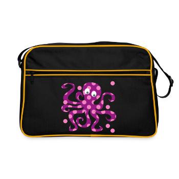 Nursery rose Octopus Dots Squid - Sac Retro - noir/or - Devant