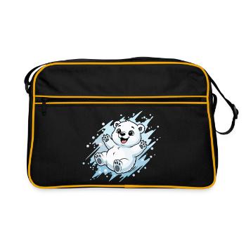 Joyeuse éclaboussure d’ours polaire - Sac Retro - noir/or - Devant