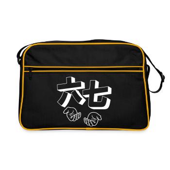 67 "six seven" hands asia style - Retro Tasche - Schwarz/Gold - Vorne
