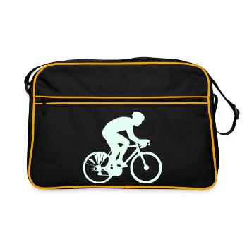Radfahrer Silhouette Mint - Retro Tasche - Schwarz/Gold - Vorne