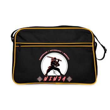 Ninja-Krieger-Emblem – Kampfsport-Design - Retro Tasche - Schwarz/Gold - Vorne