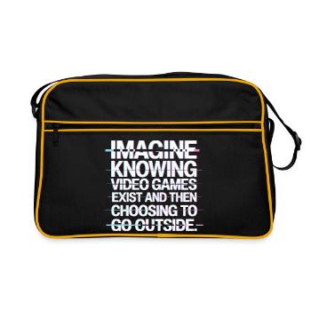 Imagine Video Games Exist PC Gamer Gaming Zocker - Retro Bag - black/gold - Front
