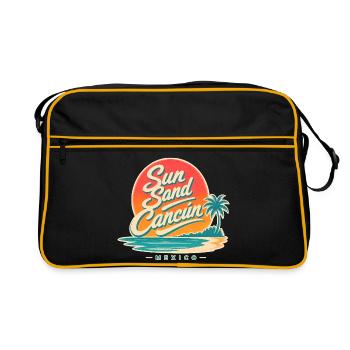 Cadeaux de vacances à la plage, Soleil Sand Cancun Mexique - Sac Retro - noir/or - Devant