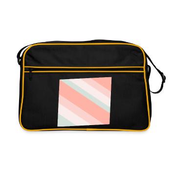 Pastel Diagonal Stripes Peach Mint - Retro Bag - black/gold - Front