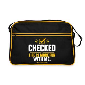 Checked Life more Fun With Me - Retro Bag - black/gold - Front