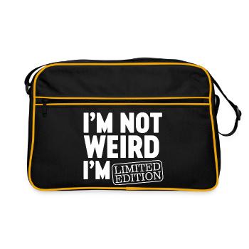 Ich bin nicht komisch, ich bin Limited Edition, ich bin lustiges Design. - Retro Tasche - Schwarz/Gold - Vorne