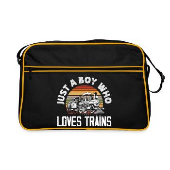 Only A Boy Who Love Trains Retro Vintage - Sac Retro - noir/or - Devant
