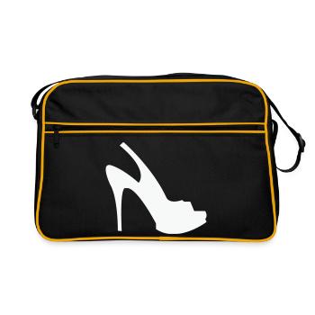 Silhouette Stöckelschuh – Schwarze Eleganz - Retro Tasche - Schwarz/Gold - Vorne