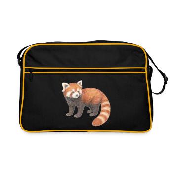 Roter Panda süßes Waldtier - Retro Tasche - Schwarz/Gold - Vorne