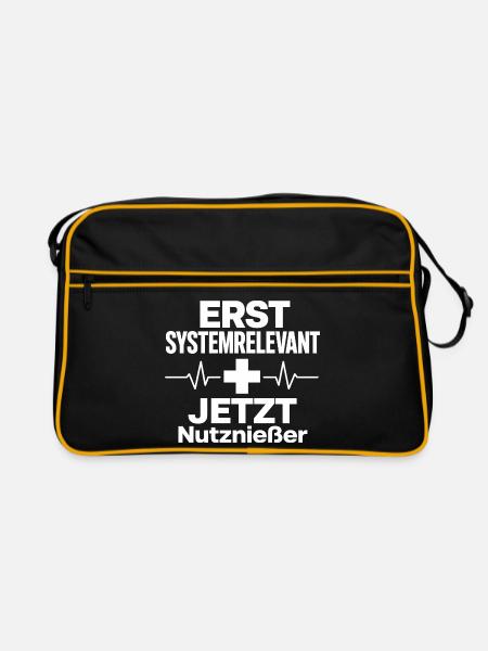 erst systemrelevant, jetzt Nutznießer - Retro Tasche - Schwarz/Gold