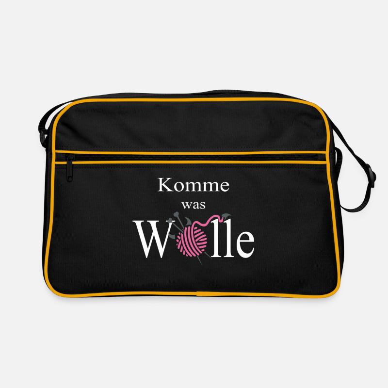 Wolle - Retro Tasche - Schwarz/Gold