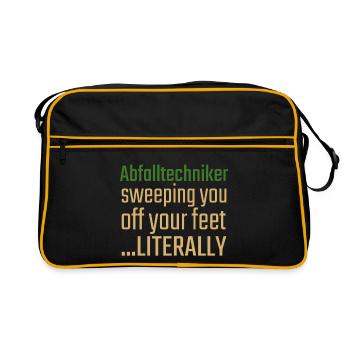 Abfalltechniker Valentinstag Sweeping you - Retro Tasche - Schwarz/Gold - Vorne