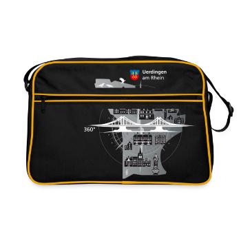 Uerdingen am Rhein 360° - Retro Tasche - Schwarz/Gold - Vorne