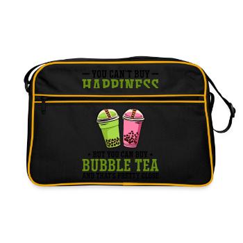 You Can't Buy Happiness But You Can Buy Bubble Tea - Retro Tasche - Schwarz/Gold - Vorne