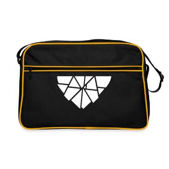 Herz Gebrochen Scherben Splitter Anti Valentinstag - Retro Tasche - Schwarz/Gold - Vorne