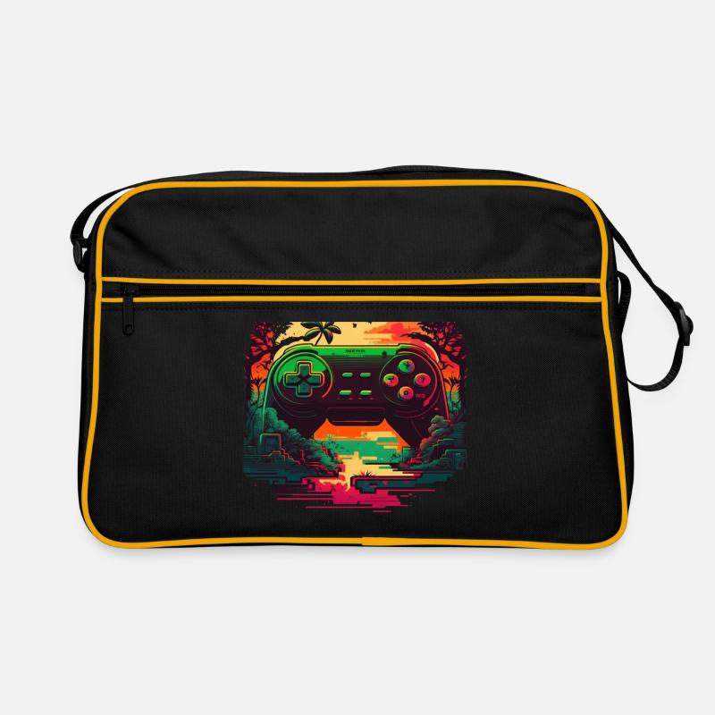 Bunte Konsole - Retro Tasche - Schwarz/Gold