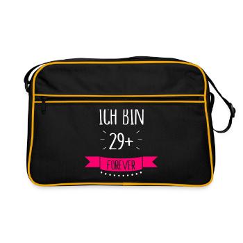 Ich bin 29 + plus forever - Retro Tasche - Schwarz/Gold - Vorne