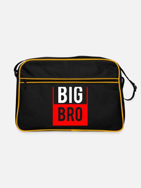 Big Bro - Großer Bruder - Retro Tasche - Schwarz/Gold - Vorne
