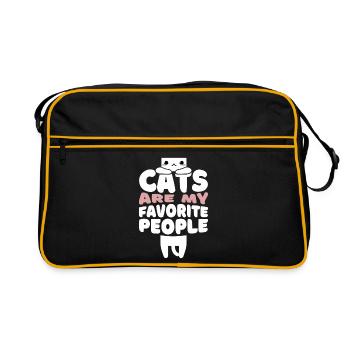 Katzen sind meine favorisierten Menschen - Retro Tasche - Schwarz/Gold - Vorne