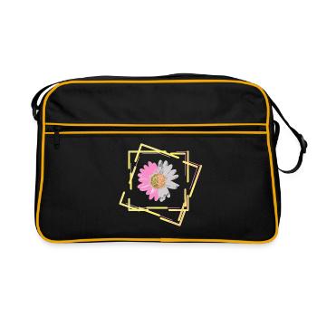Margerite, Blüte, Blume - Retro Tasche - Schwarz/Gold - Vorne