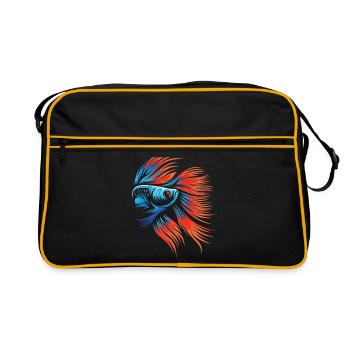 Poissons de combat de pêche en aquarium - Sac Retro - noir/or - Devant