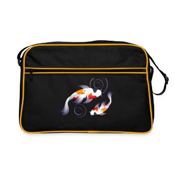 Koi Karpfen Teich - Retro Tasche - Schwarz/Gold - Vorne