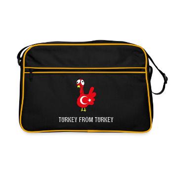 Turkey From Turkey Dinde Turquie Drôle de turc - Sac Retro - noir/or - Devant