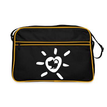 Heart Cat Rays Fan Comic Animal Love Cats Cute - Retro Bag - black/gold - Front