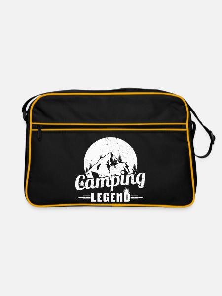 Mountain Camping Legend Design - Retro Bag - black/gold - Front