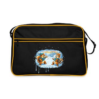 Drôle de bataille de boules de neige avec des tamias - Sac Retro - noir/or - Devant